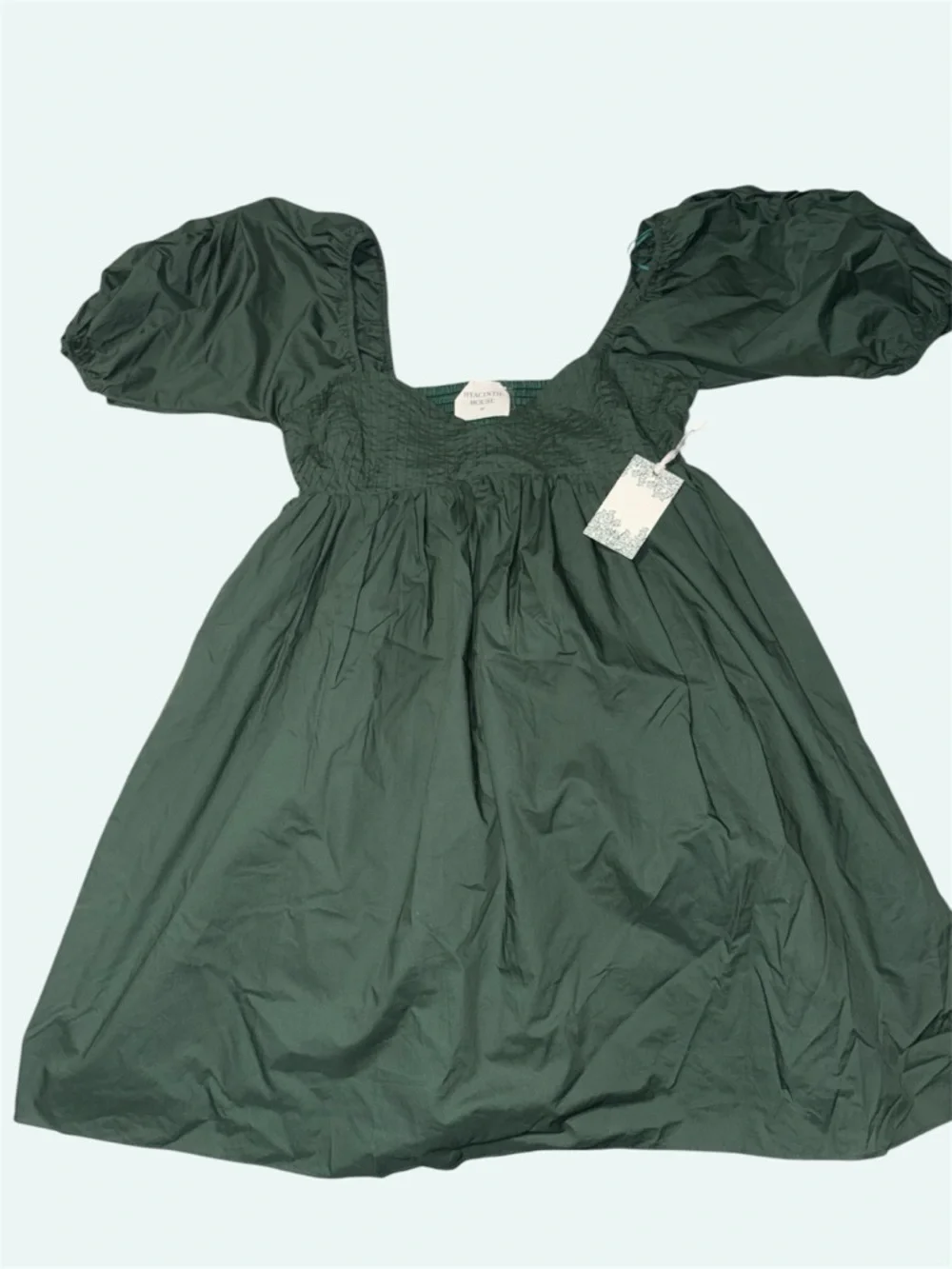 Tuckernuck Hyacinth House Emerald Puff Sleeve Sasha Mini Dress Size S MSRP $178